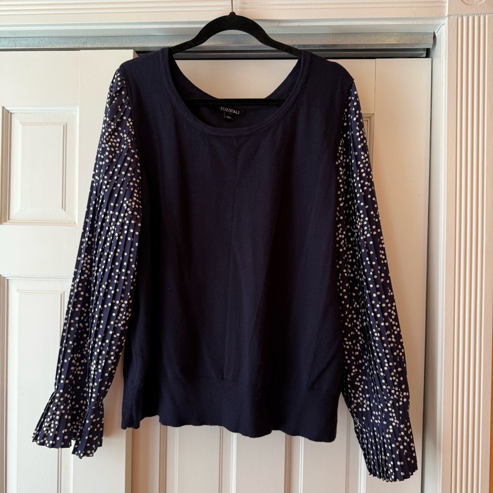 Roz & Ali Blue Boxy Blouse with Relaxed Fit